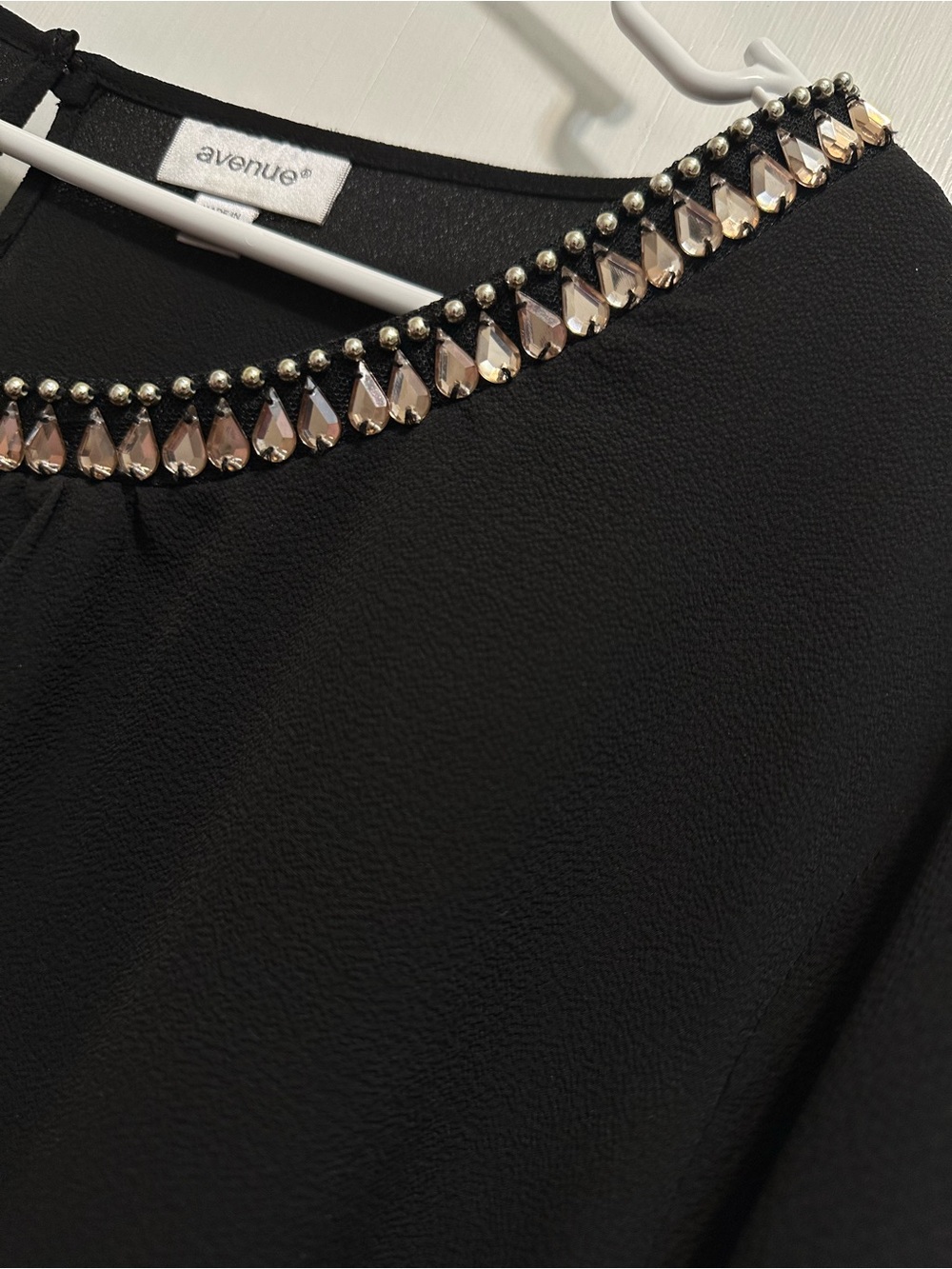 Avenue Black Blouse with Teardrop Bead Trim - Picture 3 of 6